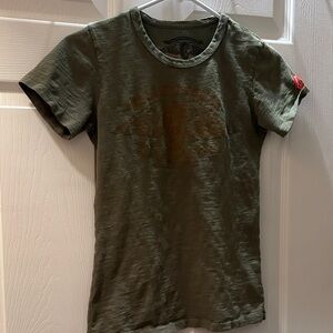 Lucky Brand Johnson Motors Olive Green Graphic Tee